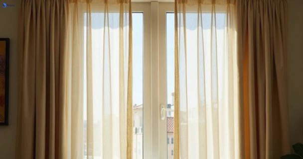 Dull dusty drapes in annerley before professional cleaning